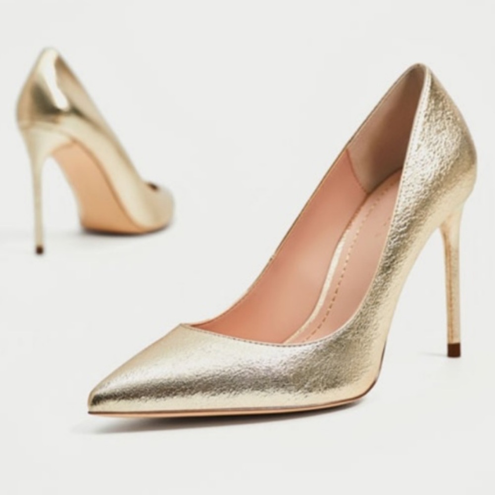 Zara gold metallic heels / pu